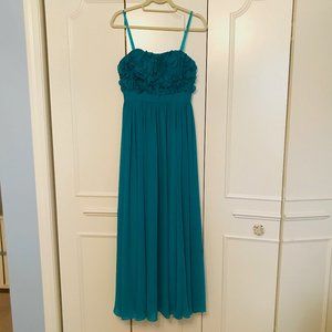 Aidan Mattox Strapless Teal Long Dress